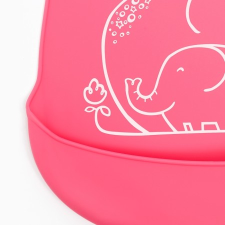 Bibslate for feeding silicone with pocket, pink color-5