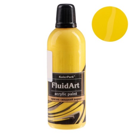 Acrylic paint for technology fluid art, klerpark, yellow, 80 ml