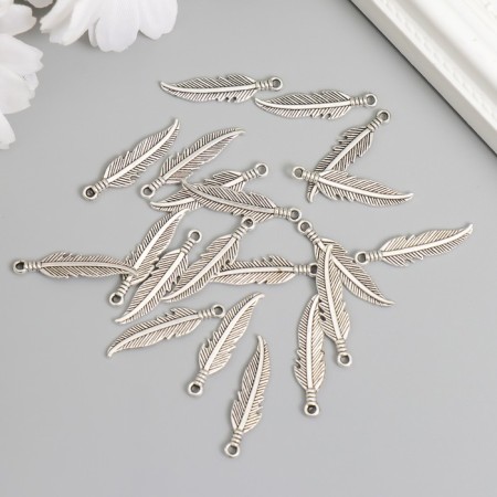 Decor for creativity Metal "Peryshko" silver set 20 pcs 2.6x0.7 cm-1