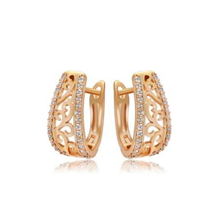 Earrings with rhinestones Xuping lace, white color in gold-4