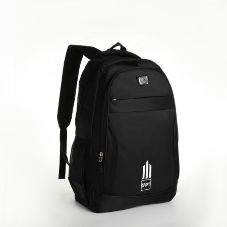 Young backpack from textiles on lightning, 4 pockets, black color-2