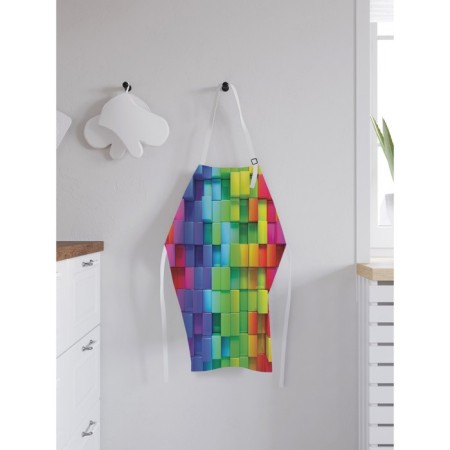 Apron kitchen with a photo print "Rainbow blocks", adjustable, size OS-1