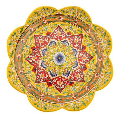 Largan Rishtan ceramics "Flowers", 31 cm, yellow mix, corrugated-12