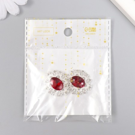 Decor for creativity Metal "Medallion Patal" Rubin Crystal 2.6x2.4 cm-4