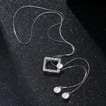 Pendant "Magic" Square and Strazinka, white color in silver, 70 cm-2
