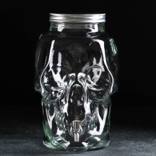 Glass jug with a crane 