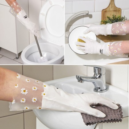 Raccoon Permanous gloves with cuff and lining, PVC, 110 g, size L, 40 cm, white color-2