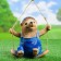 Garden figure "Hedgehog on a swing" 18 cm