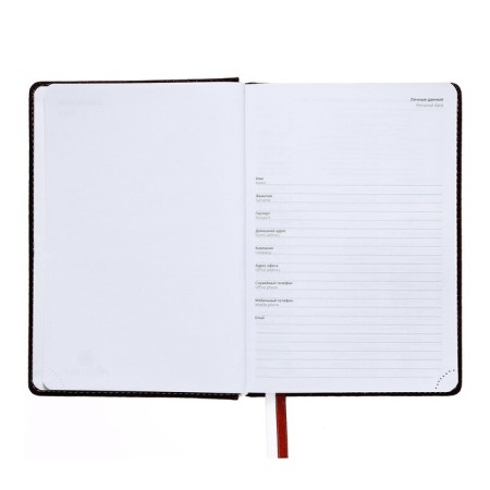 Leduced Diary A5, 160 sheets, attomex.croco, hard -skinned artificial leather cover with foam rubber, liesse, block 70 g/m2, brown-3