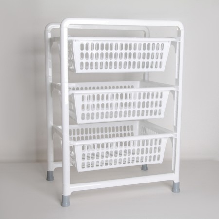 The floor is 3-sectional with sliding trays, the color is white-1