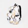 School backpack from textiles, 3 pockets, white/beige color