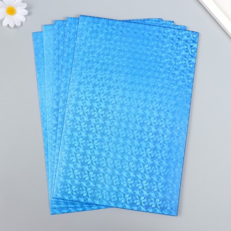 Foamiran hologram "Bright blue" 1.8 mm set of 5 sheets 20x30 cm-1