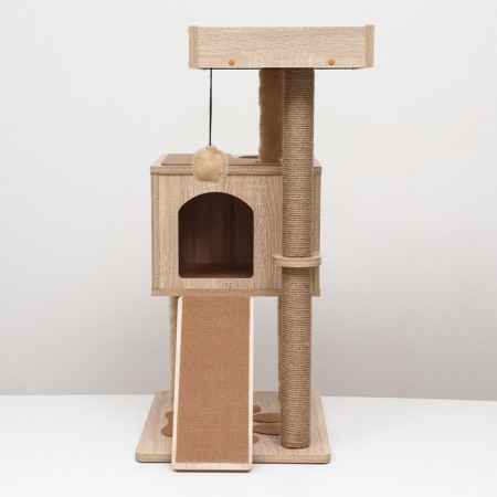 Complex for cats with a claw, with a house, 58 x 54 x 87cm, chipboard, sonoma color-2