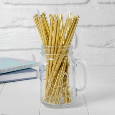 Cocktail tubes, set 25 pcs., Golden color-1