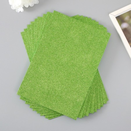 Foamiran glitter 2 mm, 20x30 cm, light green-1