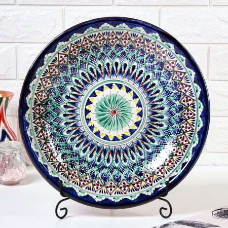 Largan Rishtan ceramics "Patterns", 33 cm, deep, blue-1