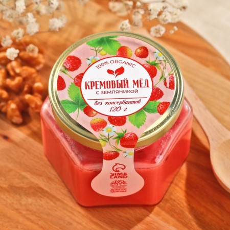 Creamy honey "strawberries", with strawberries, 120 g.