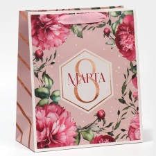 Package Gift Laminated Vertical, packaging, “March 8!”, Ml 23 x 27 x 11.5 cm