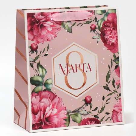 Package Gift Laminated Vertical, packaging, “March 8!”, Ml 23 x 27 x 11.5 cm