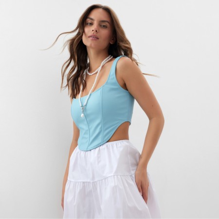Women's corset leather, p. M, blue