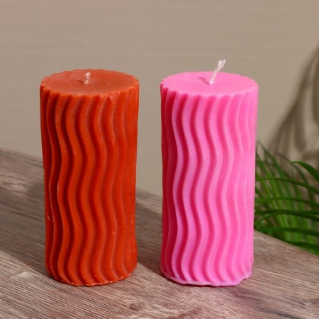 Candle "Waves" 6x6x12 cm, soy wax mix-5