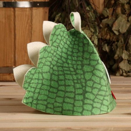 Bath cap "Dragon with a comb" felt green-2
