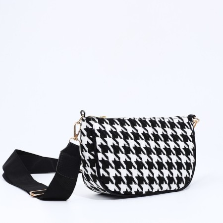 Bag Women's Cross-Bodi with a zipper, black/white color-4