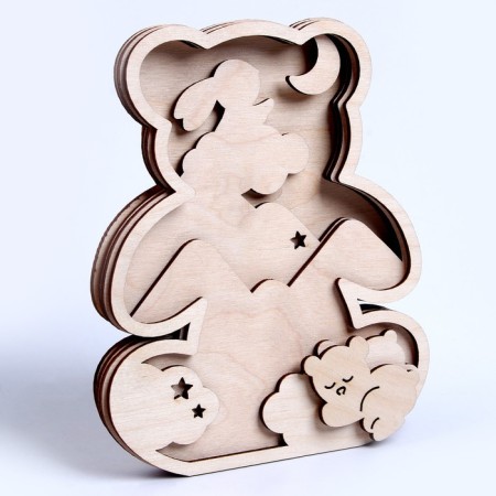 Wood painting "Bear", photo frame-3