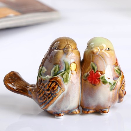 Souvenir Ceramics "Sparrow with flowers" MIX 10x16.5x10 cm-5