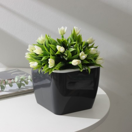 Kashpo with the insert "gloss", 2.4 l (1.6 l), graphite color