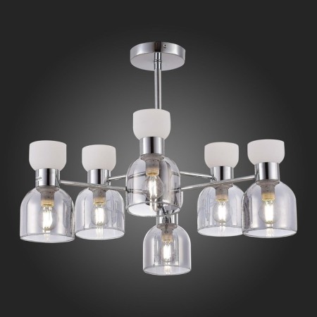 Ceiling EVOLUCE lamp. Sle1045-102-06. Vento. 6x40 watts, E14, 63x63x44 cm, chromium color-2