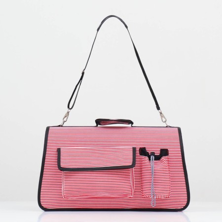 Bag - carrying for animals "strips" with organizer, pink, size M, 40 x 26 x 20 cm-1