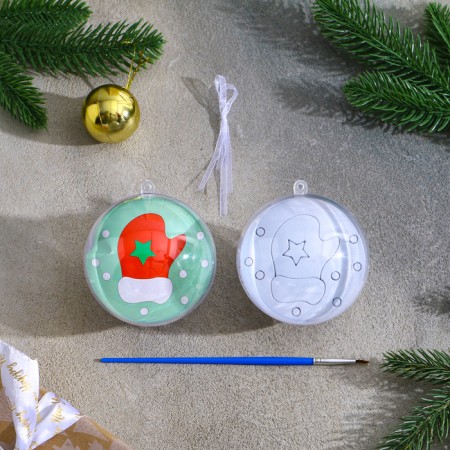Christmas tree decoration for coloring "mittens" size: 8 cm; 2 pcs., Brush-1