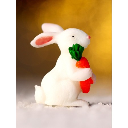 Miniature Puppet "Hare with carrots", size: 2.5 × 3 × 3.5 cm-3