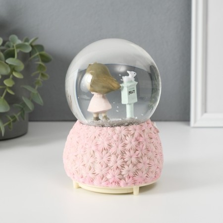 Souvenir Polystone Water Ball Light, Music "Flower Polyanka and Baby" MIX 10x10x14.5 cm-6