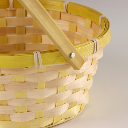 Wicker basket, d21xh24 cm, yellow, bamboo-1