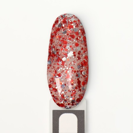 Nail varnish gel, Glitter Flash, 3 phase, 8ml, LED/UV, Transparent/Red color (10)-8
