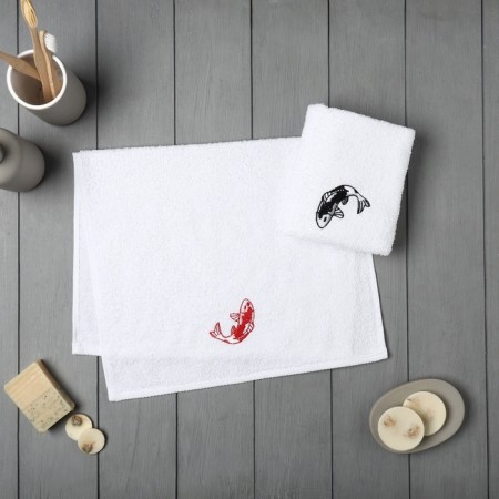Set of towels "Sweet Carps" 35x60 cm-2 pcs, 100% cotton, 350 g/m2-1