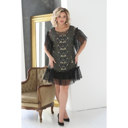 Women's dress, size 54, black color, gold-6