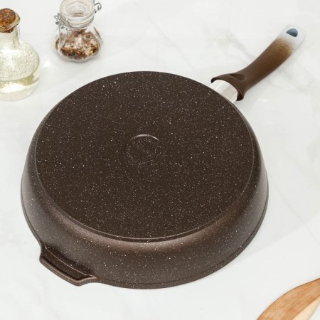 Pan, d = 28 cm, plastic handle, anti -stick coating, color coffee marble-2