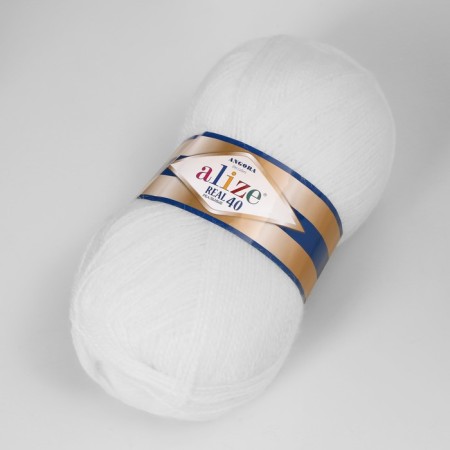 Yarn "Angora Real 40" 60% acrylic, 40% wool 430m/100g (55 white)-1