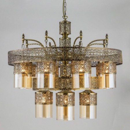 Suspended chandelier Citilux "emir" CL467193, 9x75W, E27, brown color-3
