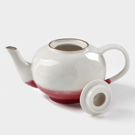 Kettle porcelain harness "Cosmos", 600 ml, red color-2