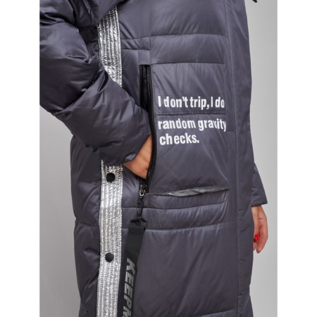 Coat insulated winter female, size 44, dark purple color-16