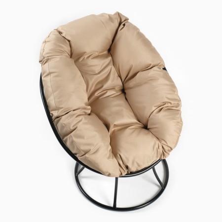 A chair "Donut" with a beige pillow, brown stand, 55 x 40 x 61 cm-1