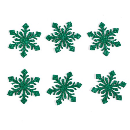 Decor "Snowflakes" on an adhesive basis, set of 6 pcs., Green color-1