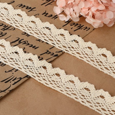 Knitted lace, 25 mm × 15 ± 1 m, beige color-1