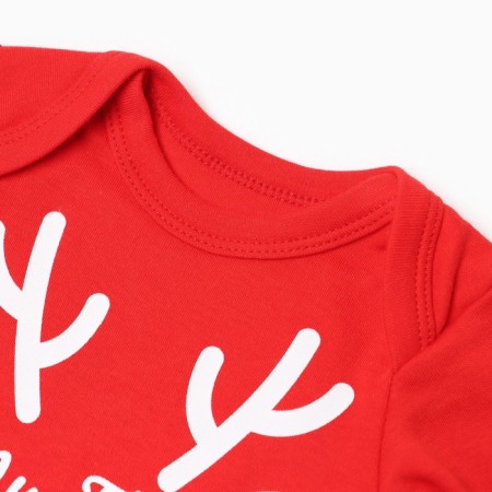 New Year. Bodi with a long sleeve of crumb I am Reindee, height 62-68, red-1