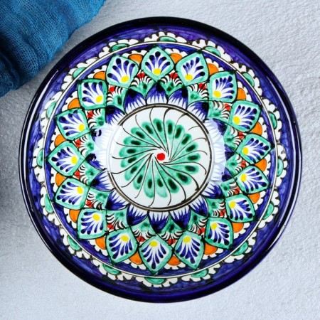 Rishtan ceramics "flowers" 15 cm, small, blue-5