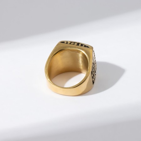 Male “ring” ring openwork, black color in gold, 19 size-1